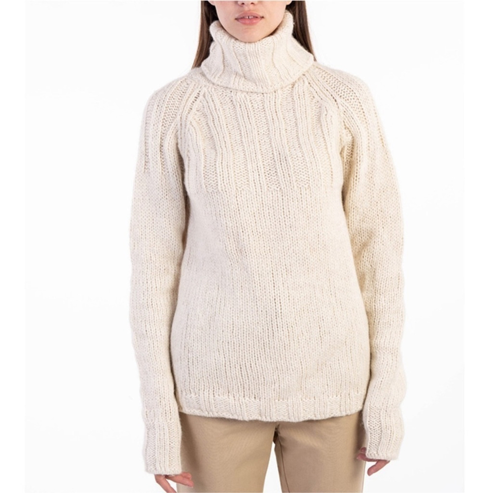 Barbara Bui Turtleneck Sweater Alpaca Silk Blend Chunky Cream Women's US Small